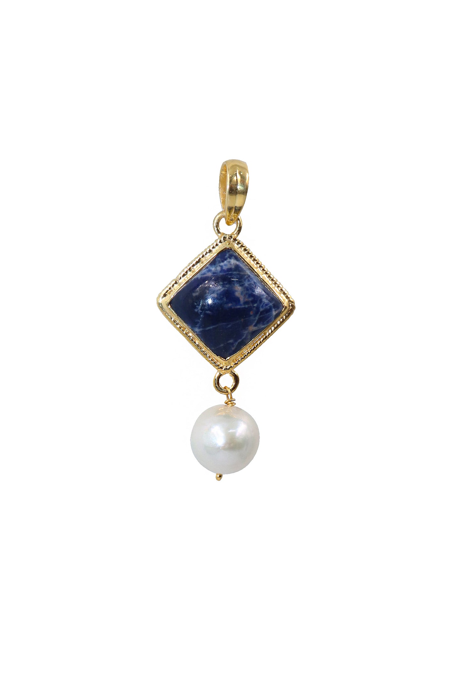 Gold Plated Lapis Lazuli With Pearl Gemstone Designer Elegant Pendant Jewlery