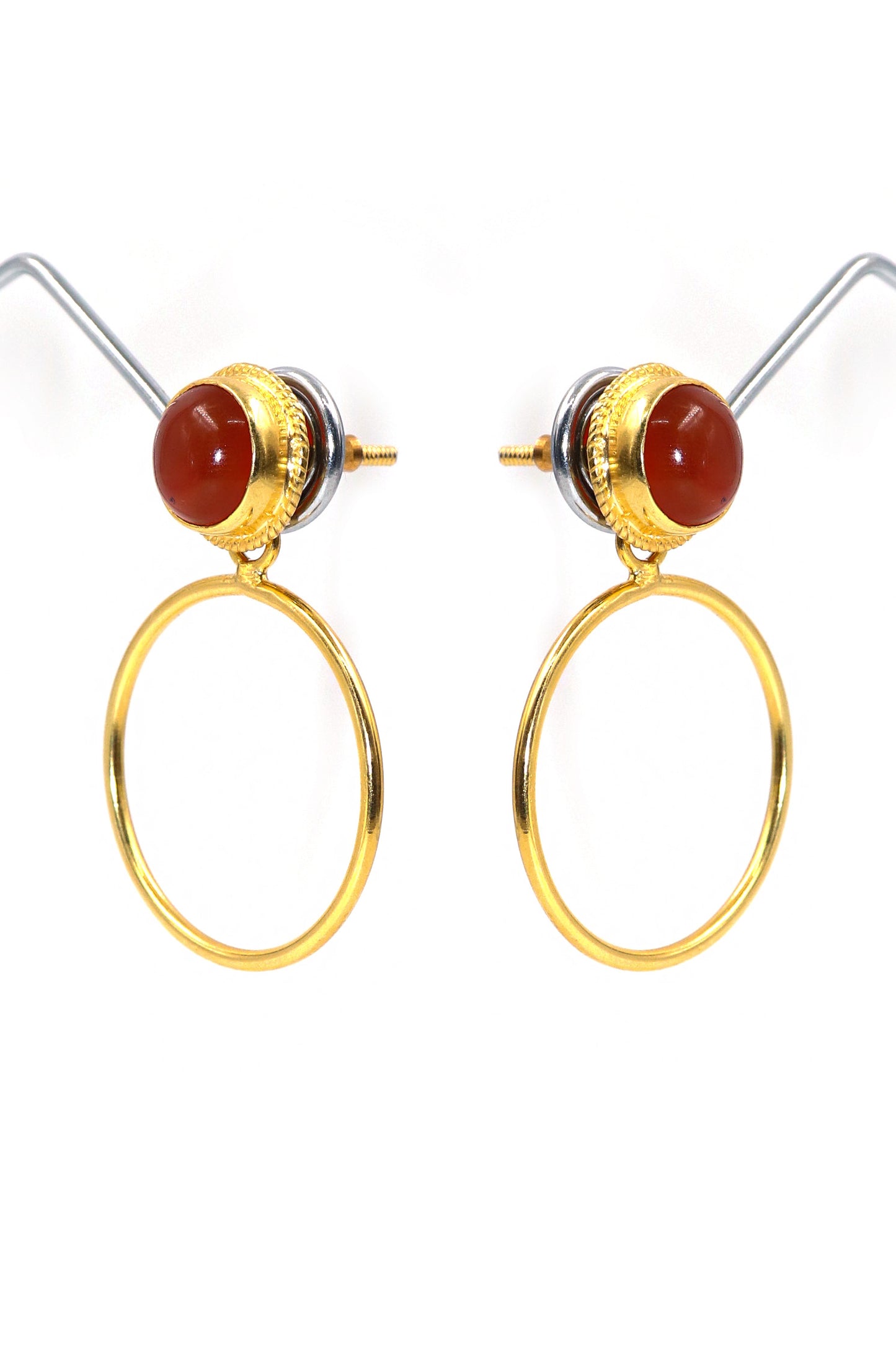 Gold Plated with Carnelian gemstone Stud Earring Jewelry For Festivals