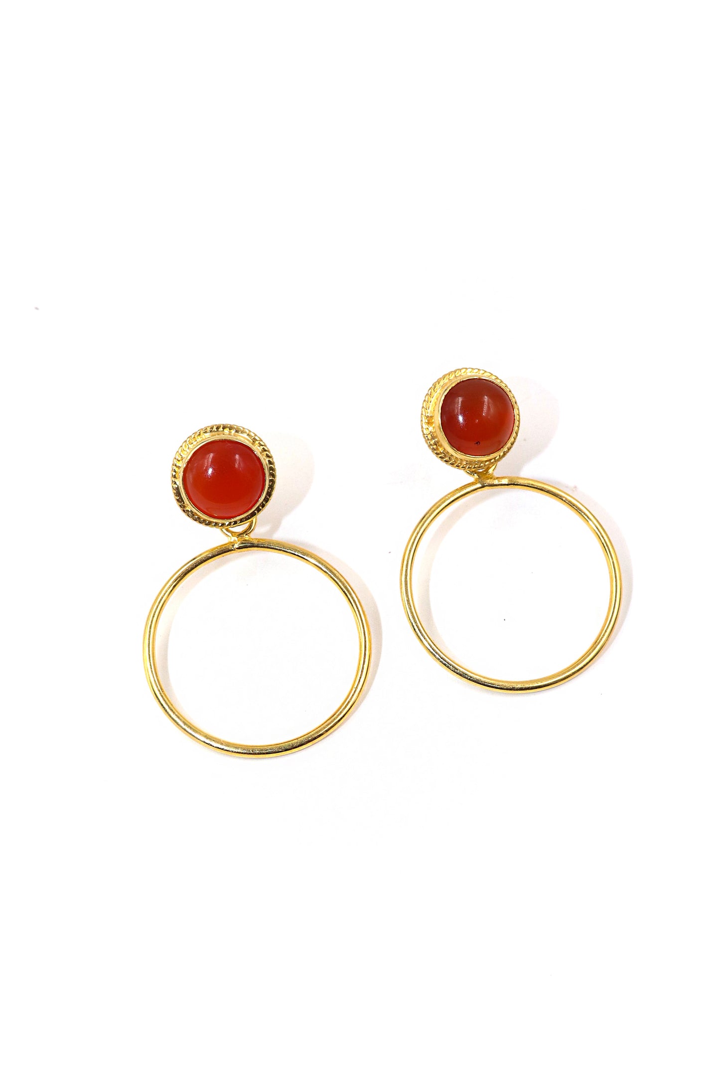 Gold Plated with Carnelian gemstone Stud Earring Jewelry For Festivals