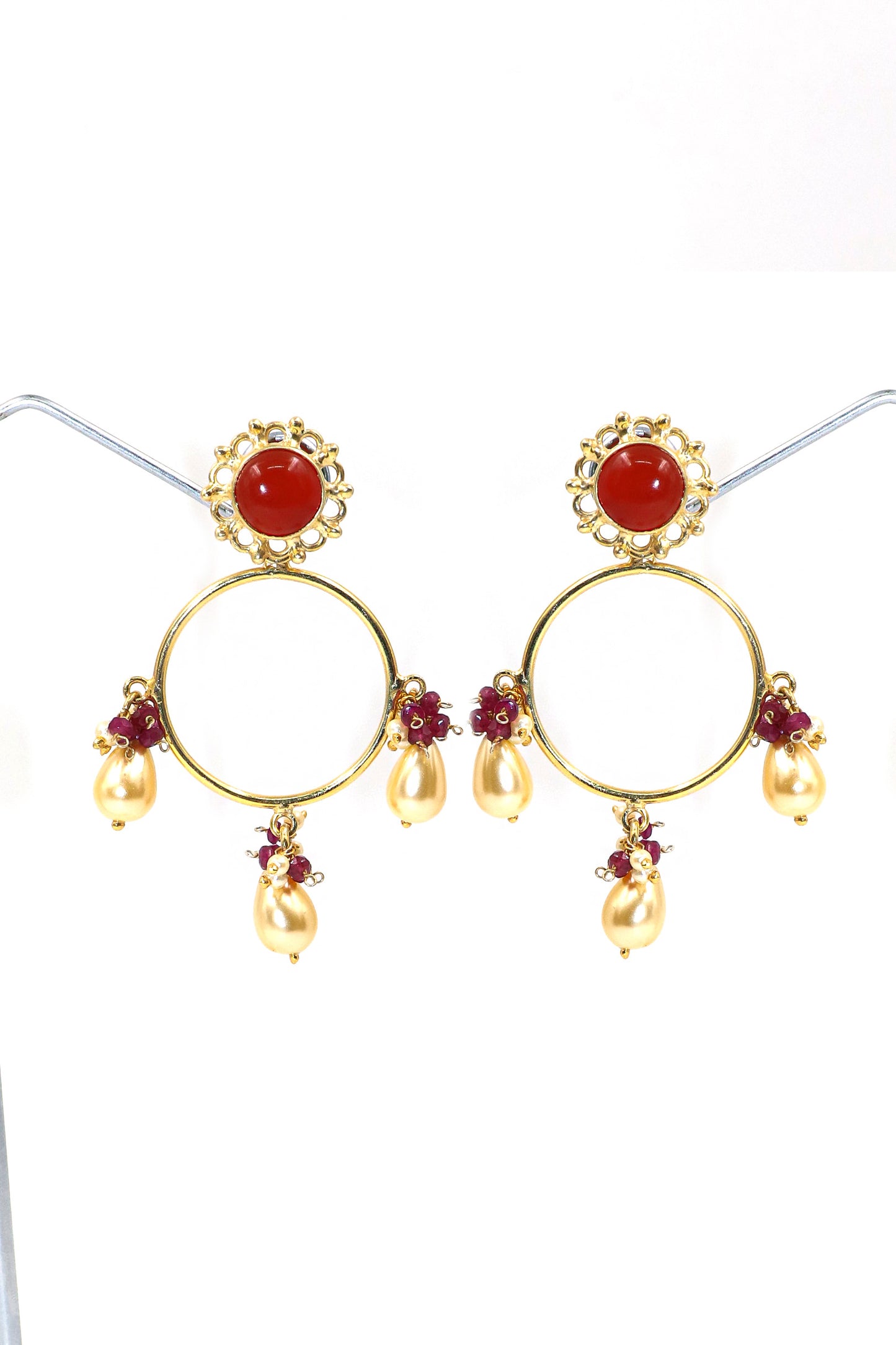 Dangling Earring Carnelian With Pearl gemstone Earring Women Jewelry