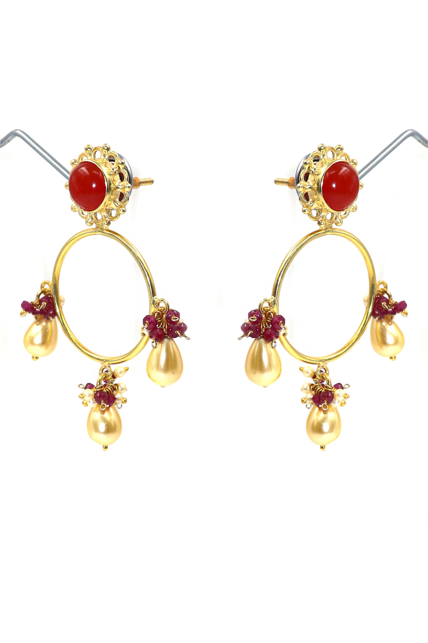 Dangling Earring Carnelian With Pearl gemstone Earring Women Jewelry