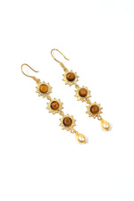 Tiger Eye & Pearl Vintage Earring
