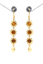 Tiger Eye & Pearl Vintage Earring