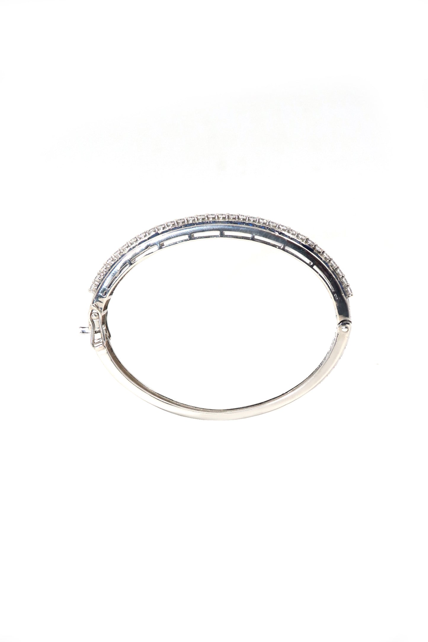 Designer Bangles With Blue Sapphire Gemstone And CZ Openable Bracelet Jewelry