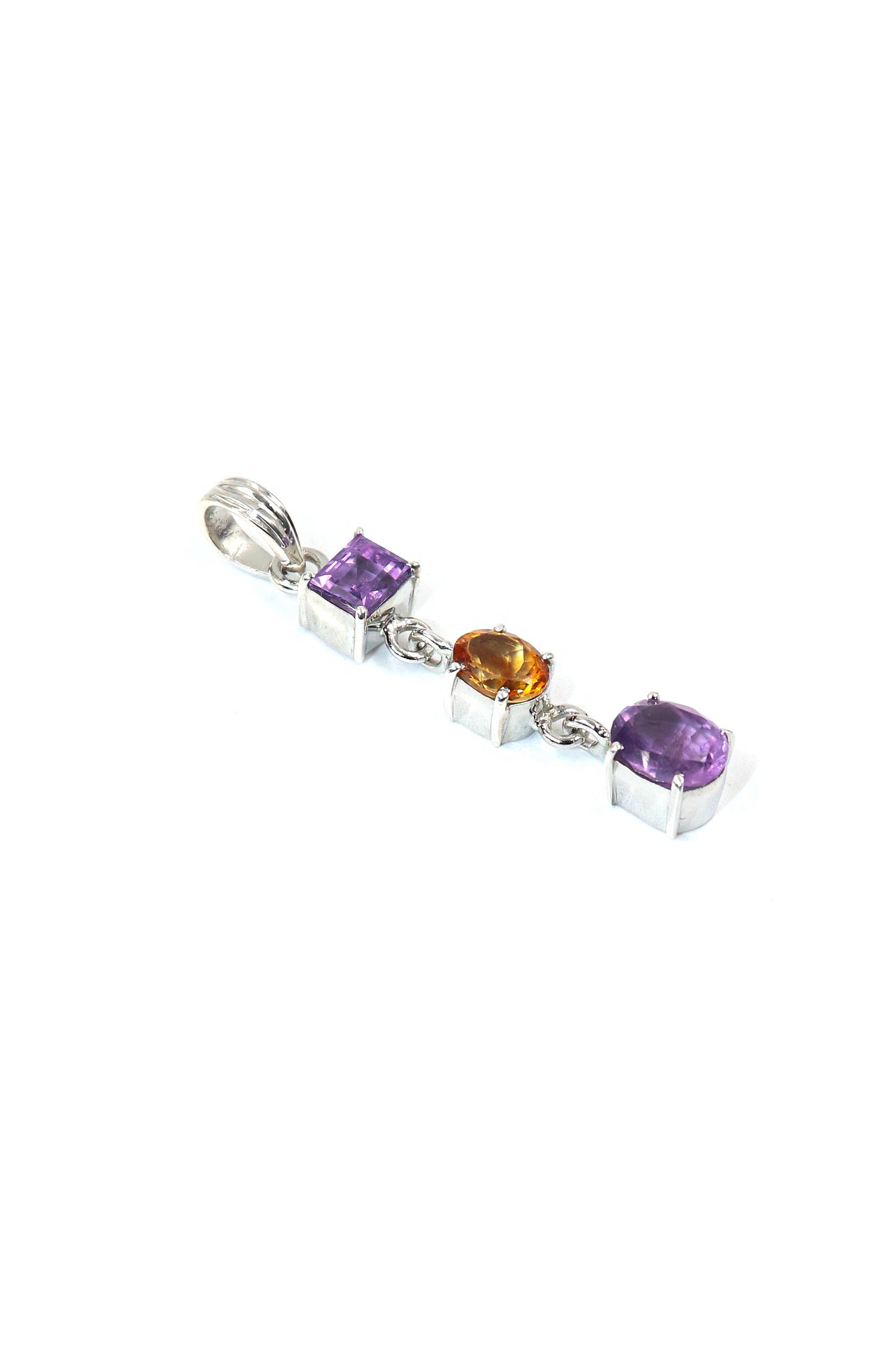 Purple Amethyst with Citrine Gemstone Daily Wear Pendant Jewelry