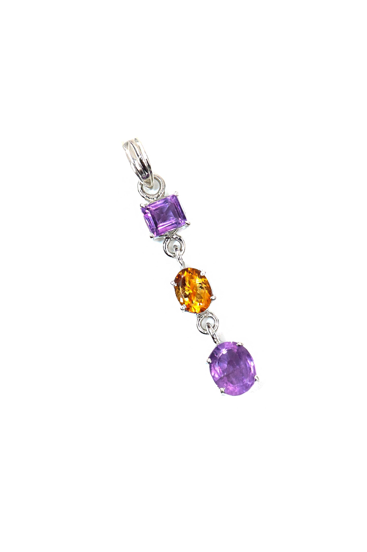 Purple Amethyst with Citrine Gemstone Daily Wear Pendant Jewelry