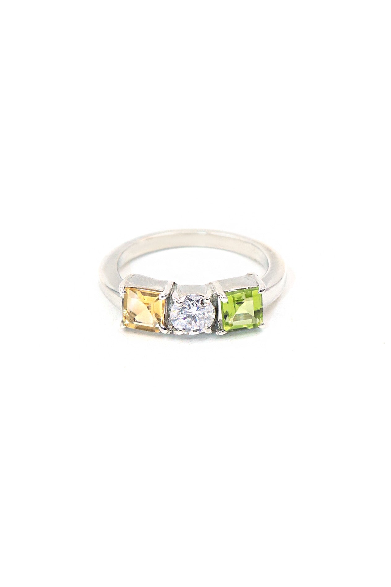 Citrine  Gemstone, CZ with Semi Precious Gemstone Ring Jewelry