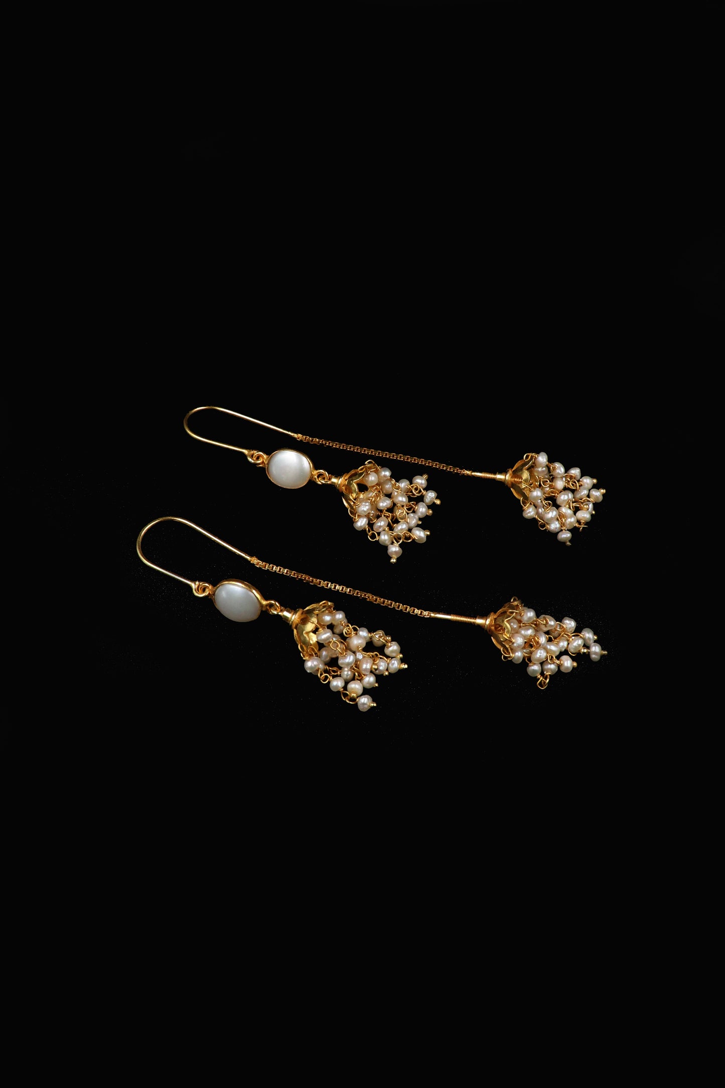 Pearl Gemstone Dangle Long Earring Women's Jewelry