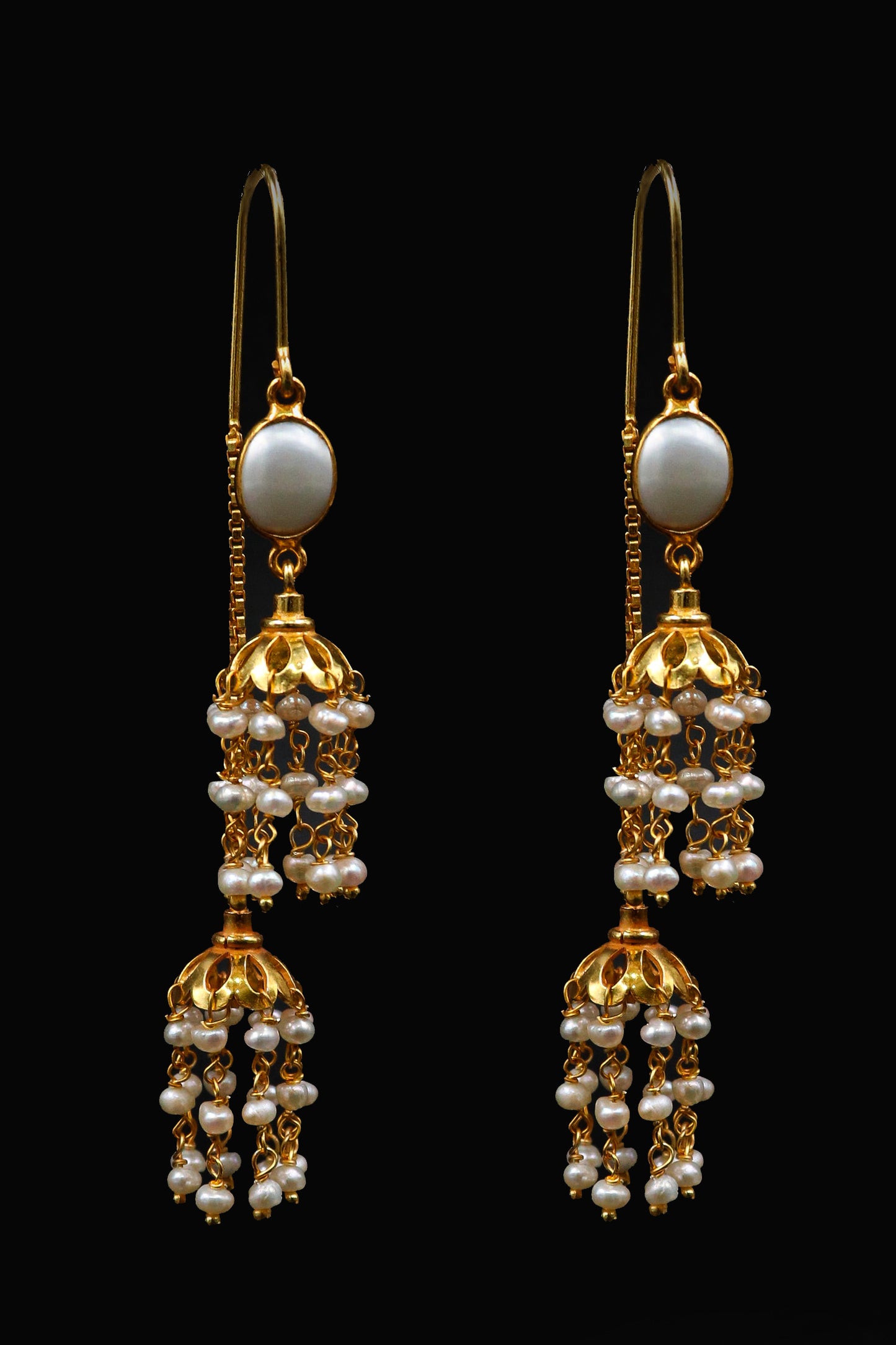 Pearl Gemstone Dangle Long Earring Women's Jewelry