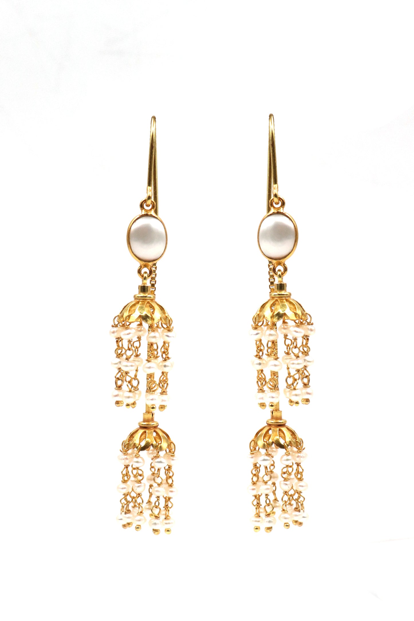 Pearl Gemstone Dangle Long Earring Women's Jewelry