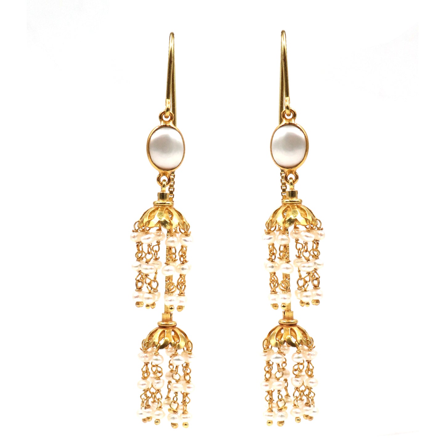 Pearl Gemstone Dangle Long Earring Women's Jewelry