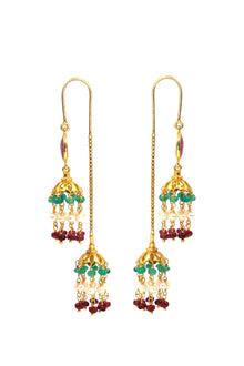 Golden Emerald & Pearl Glimmer Earring