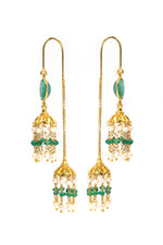 Golden Emerald & Pearl Luminous Earring