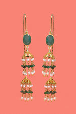 Golden Emerald & Pearl Luminous Earring