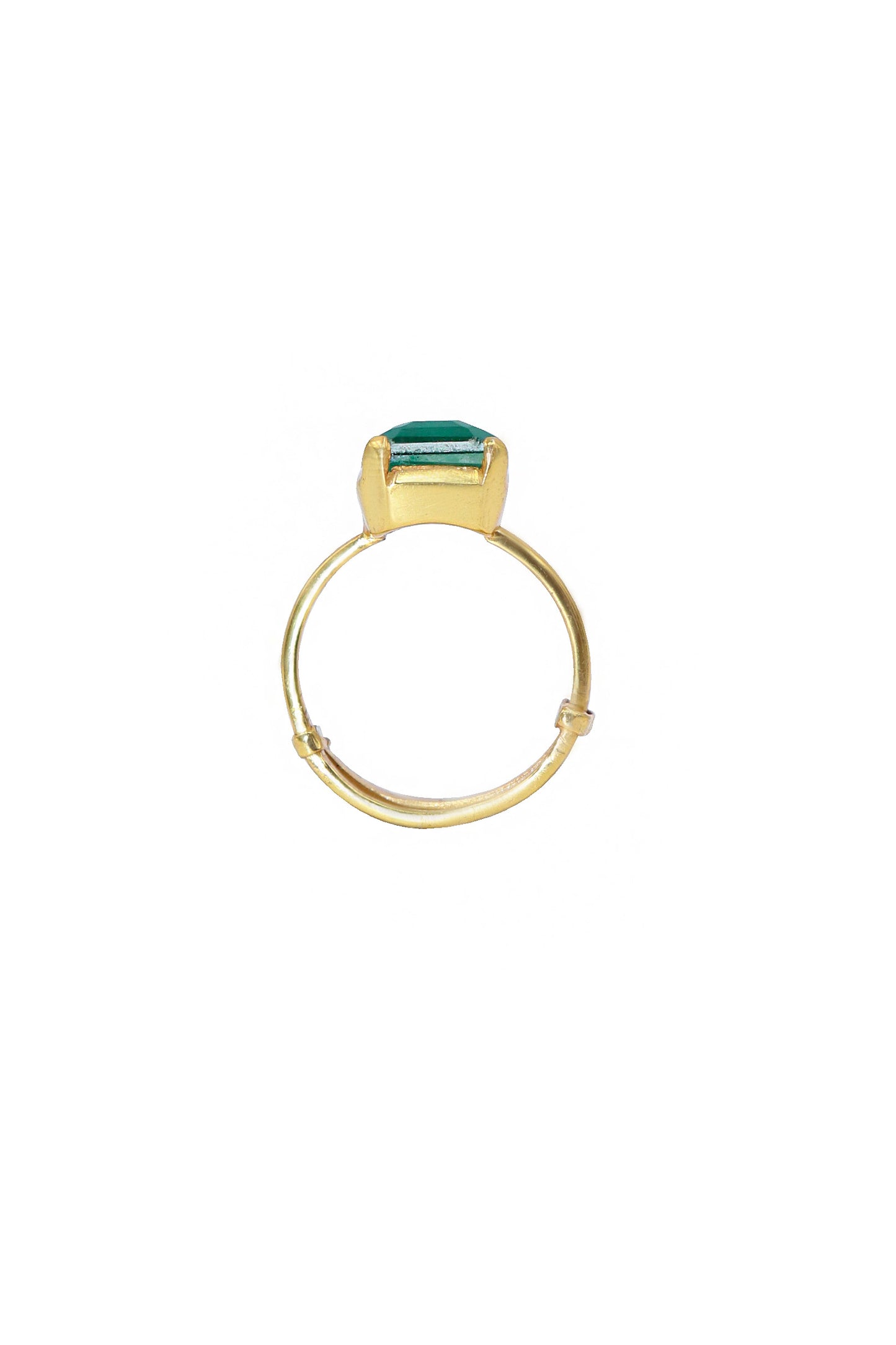 Gold Plated Emerald Gemstone Adjustable Ring Jewelry