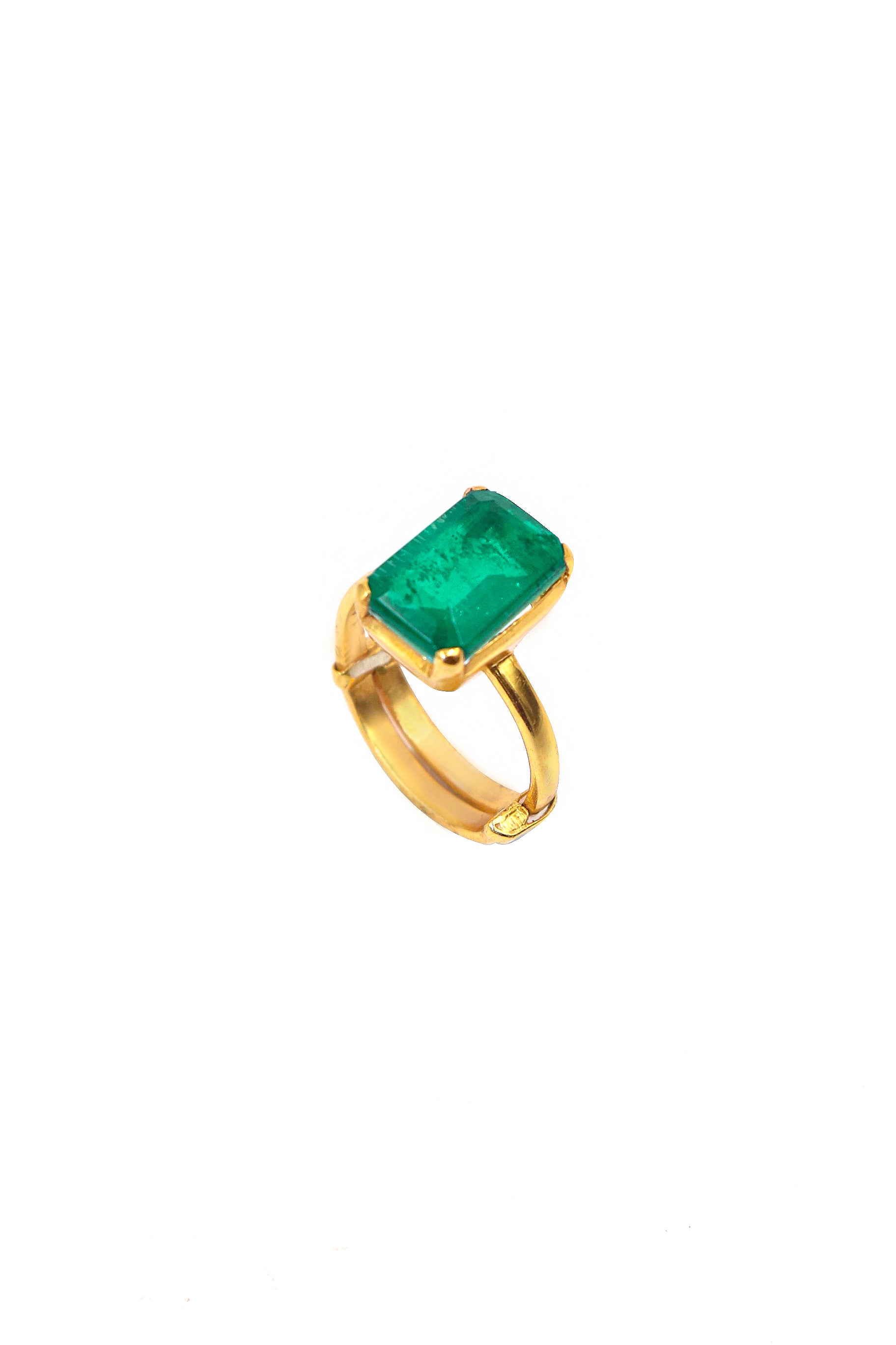 Gold Plated Green Onyx Gemstone Adjustable Ring Jewelry