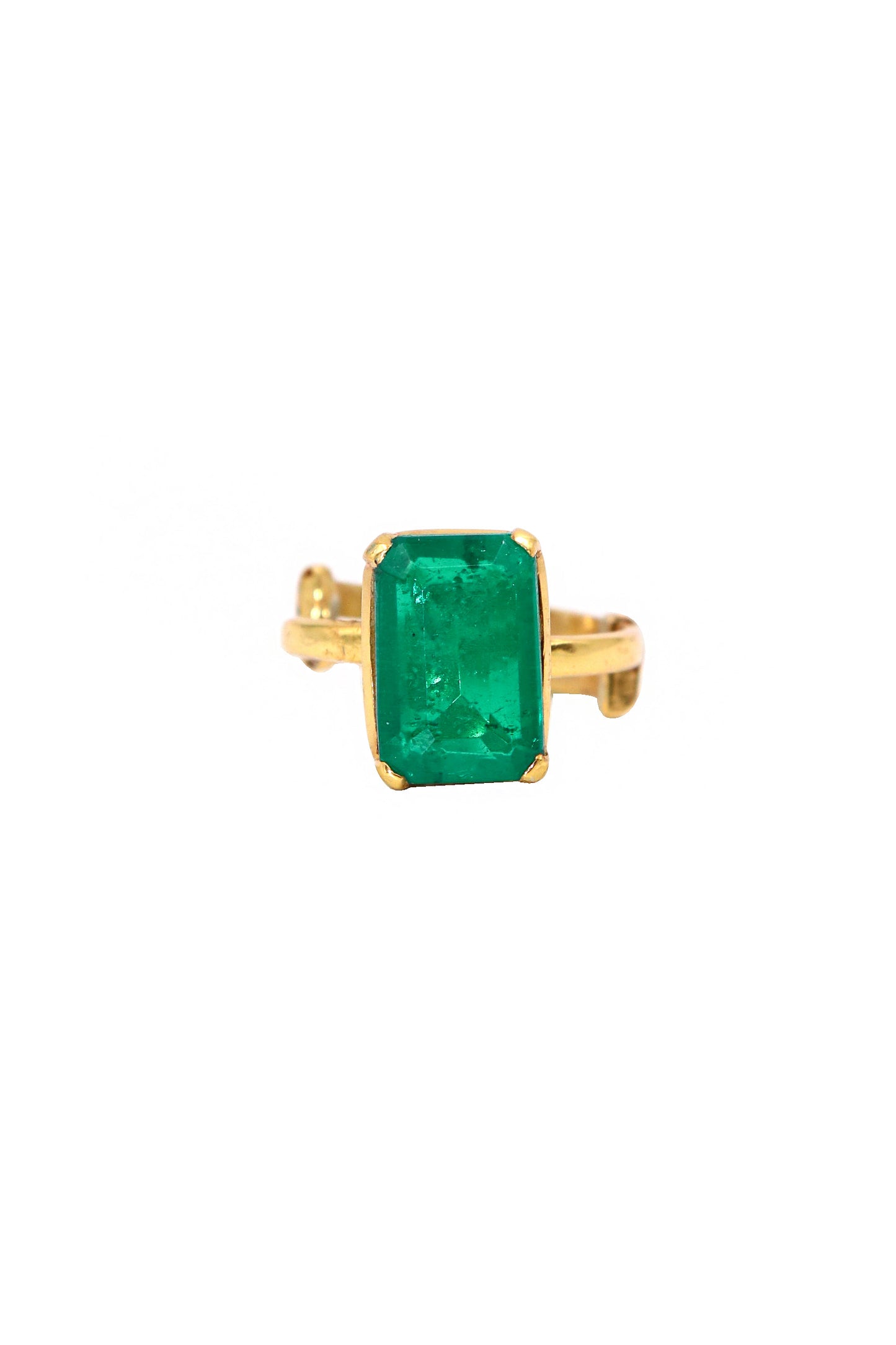 Gold Plated Emerald Gemstone Adjustable Ring Jewelry