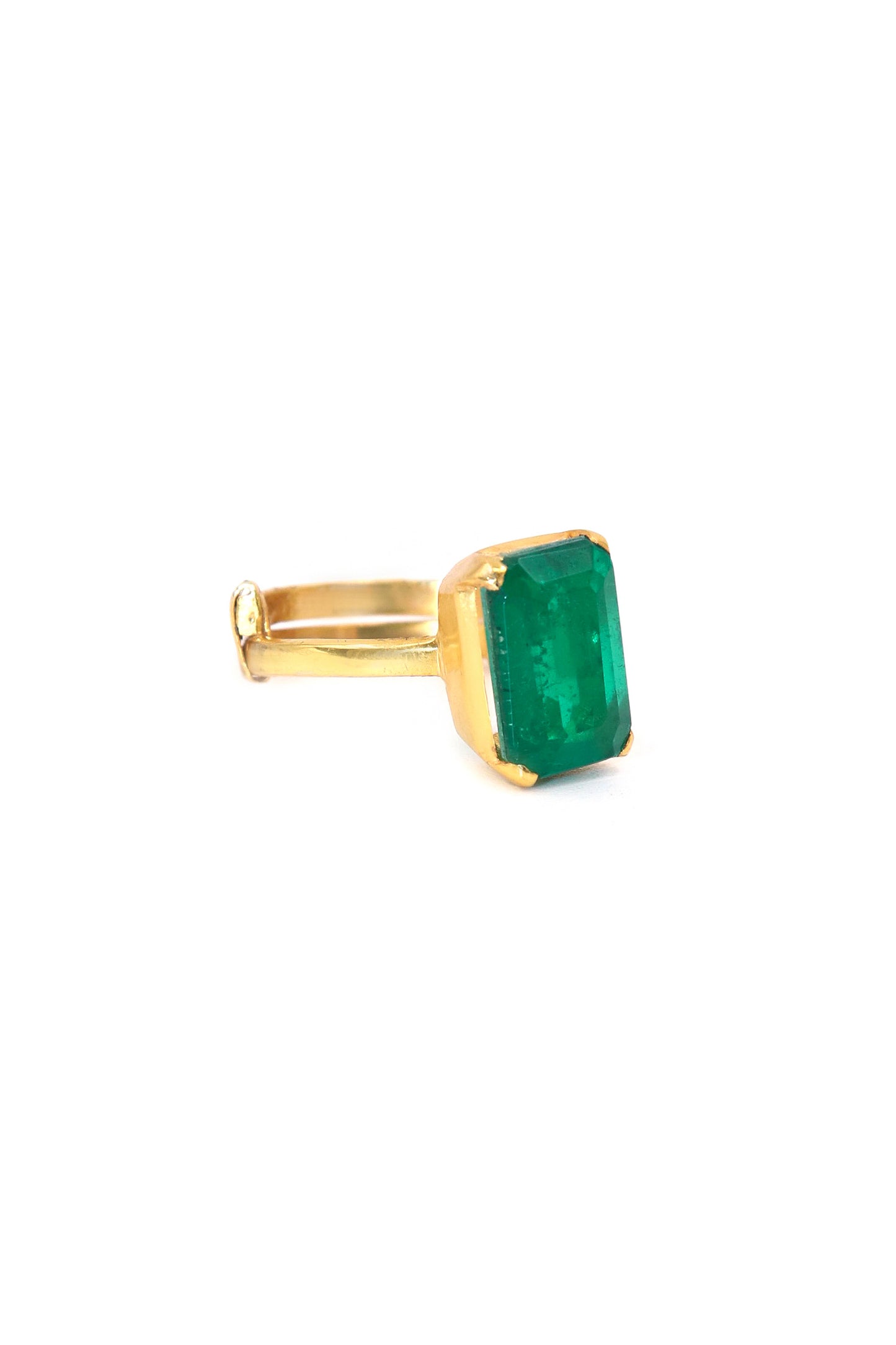 Gold Plated Emerald Gemstone Adjustable Ring Jewelry