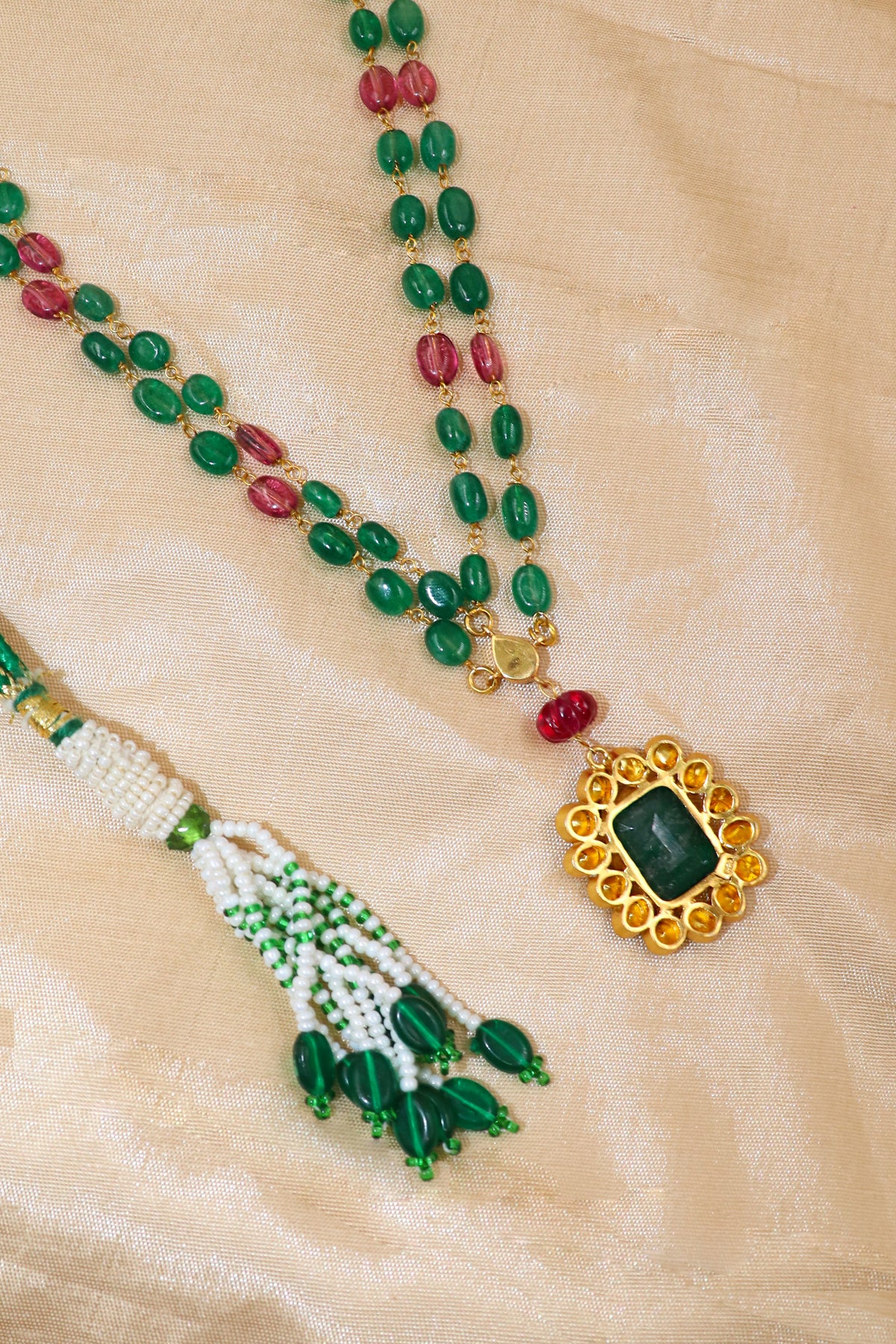 Golden Moissanite & Beaded Zenith Necklace