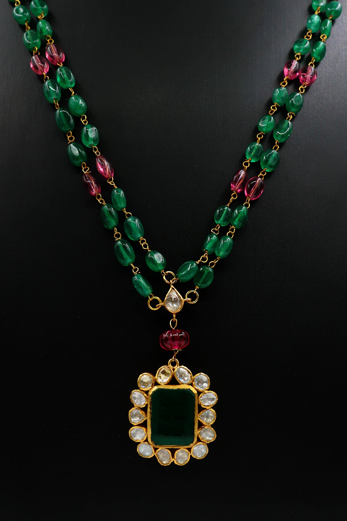 Golden Moissanite & Beaded Zenith Necklace