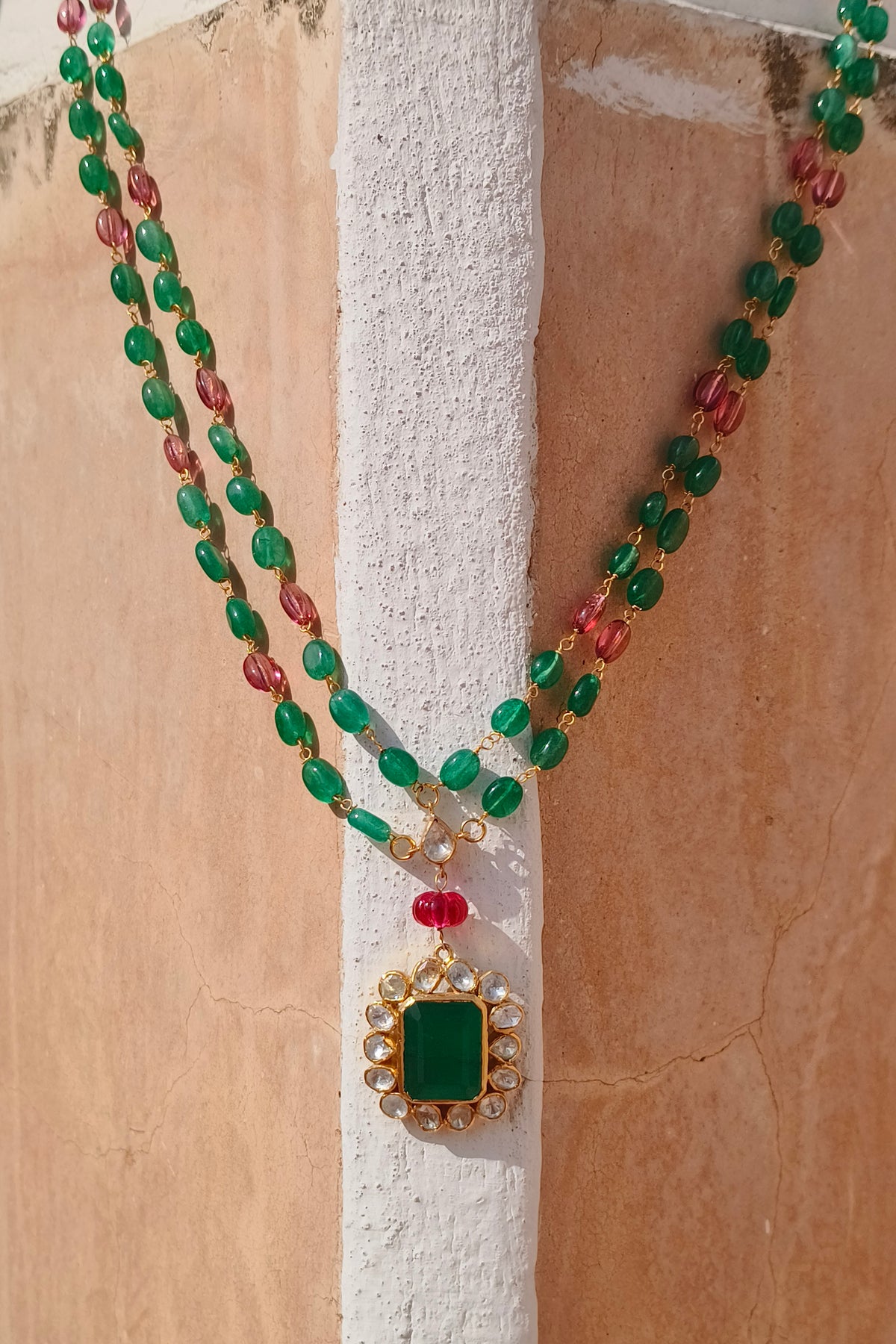 Golden Moissanite & Beaded Zenith Necklace