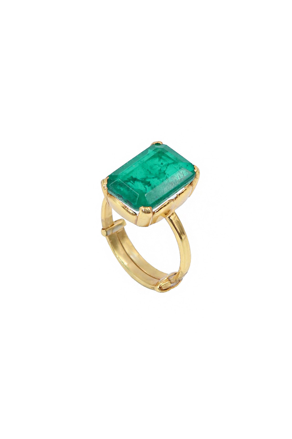 Gold Plated Green Onyx Gemstone Adjustable wedding Ring Jewelry