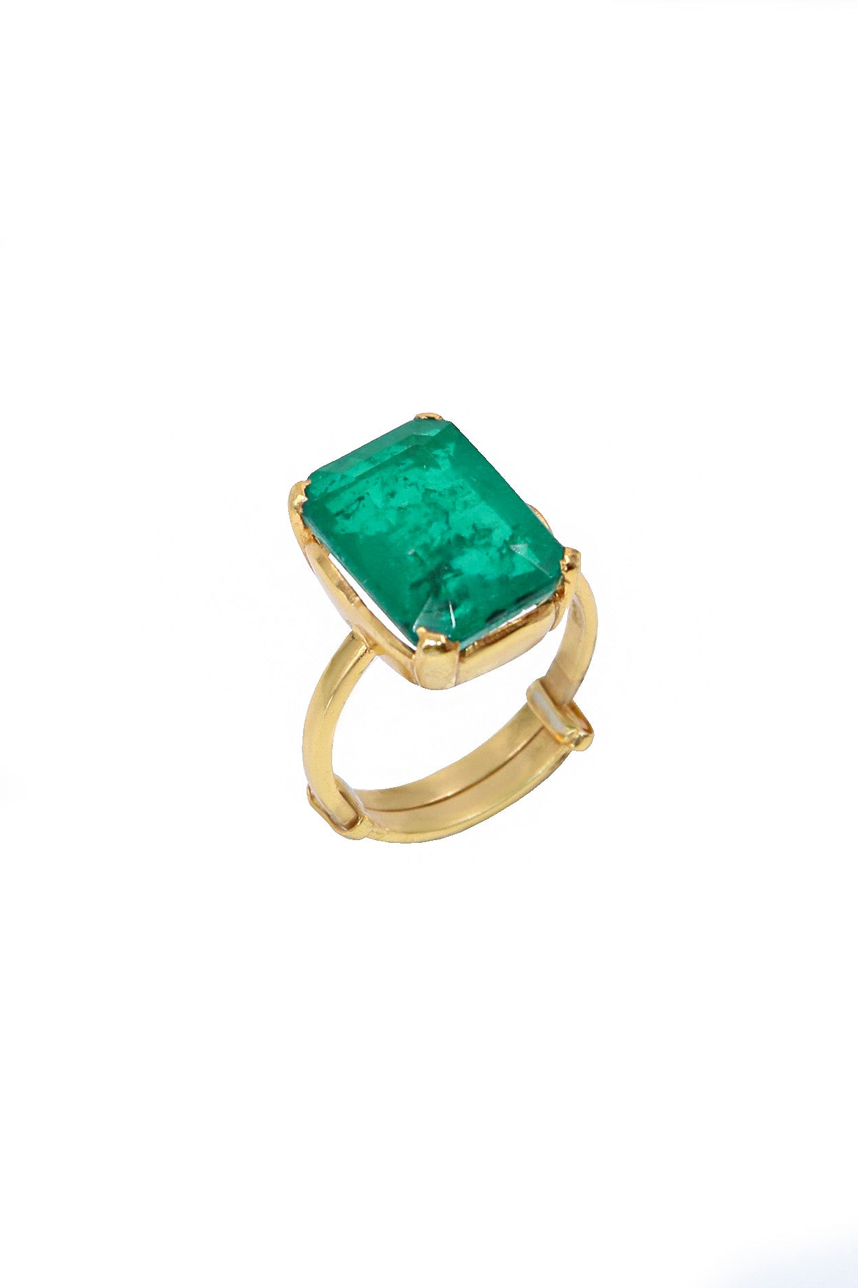 Gold Plated Green Onyx Gemstone Adjustable wedding Ring Jewelry