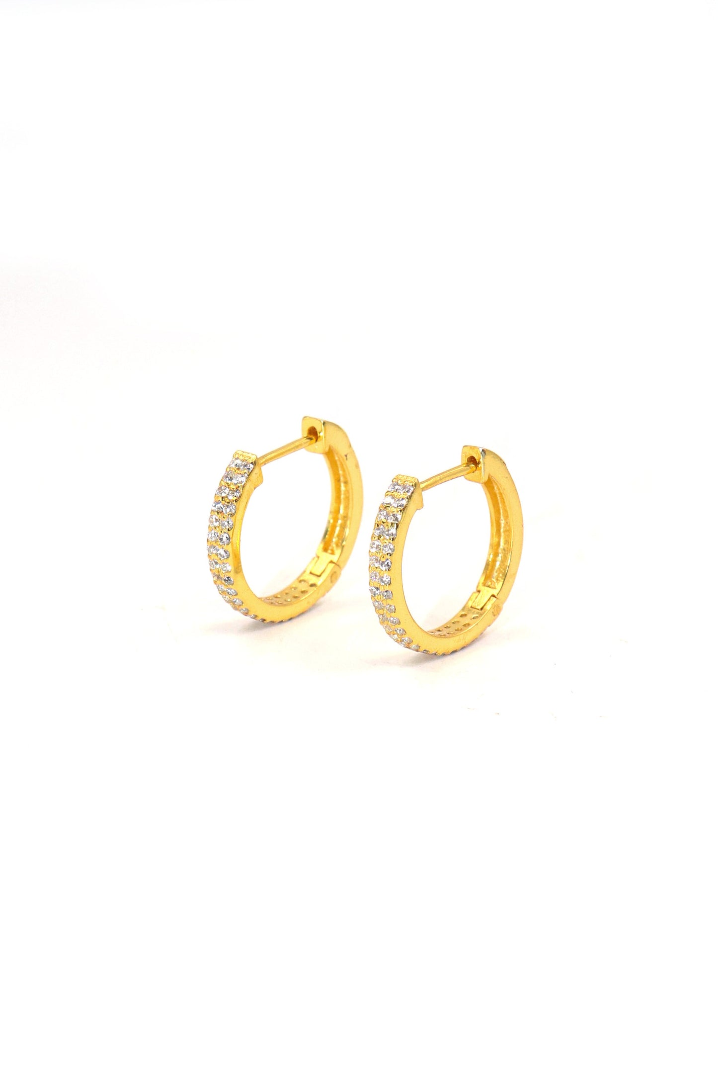 Gold Plated CZ Zircon Hoop Bali Earring Jewelry