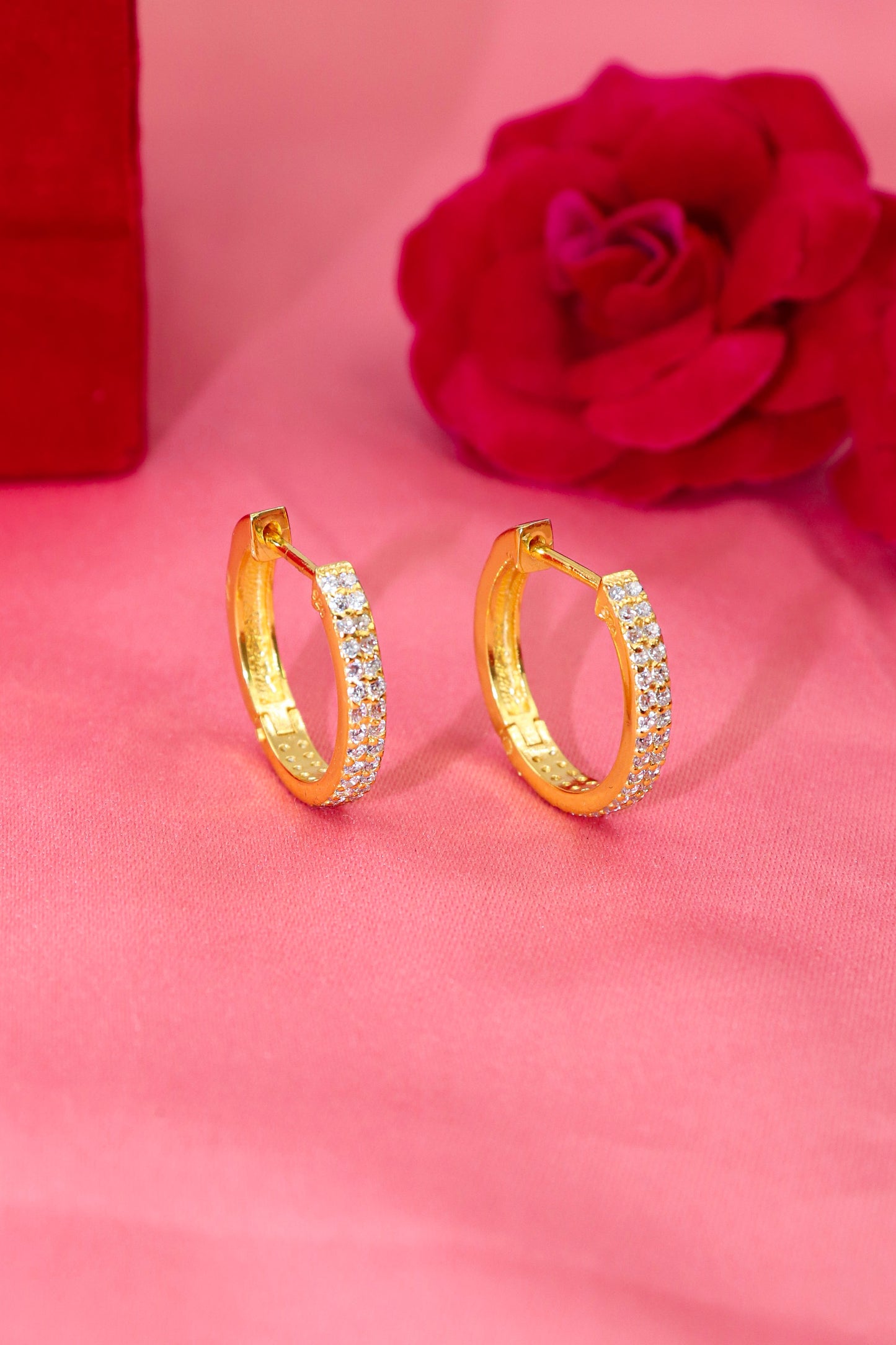 Gold Plated CZ Zircon Hoop Bali Earring Jewelry