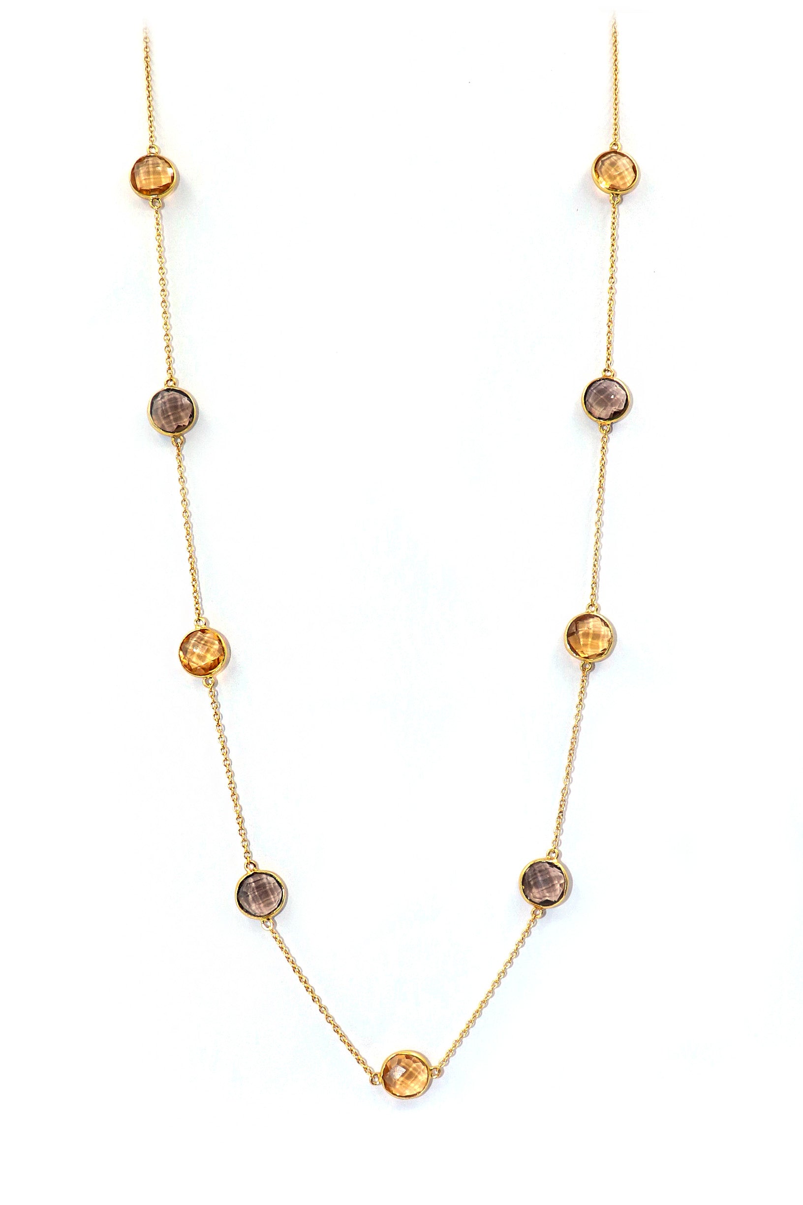 Citrine And Amethyst gemstone Chain Necklace Fancy Jewelry for Girls