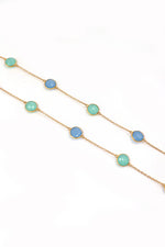 Blue And Green Chalcedony gemstone Chain Necklace Jewelry for Her