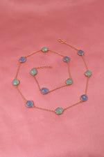Blue And Green Chalcedony gemstone Chain Necklace Jewelry for Her