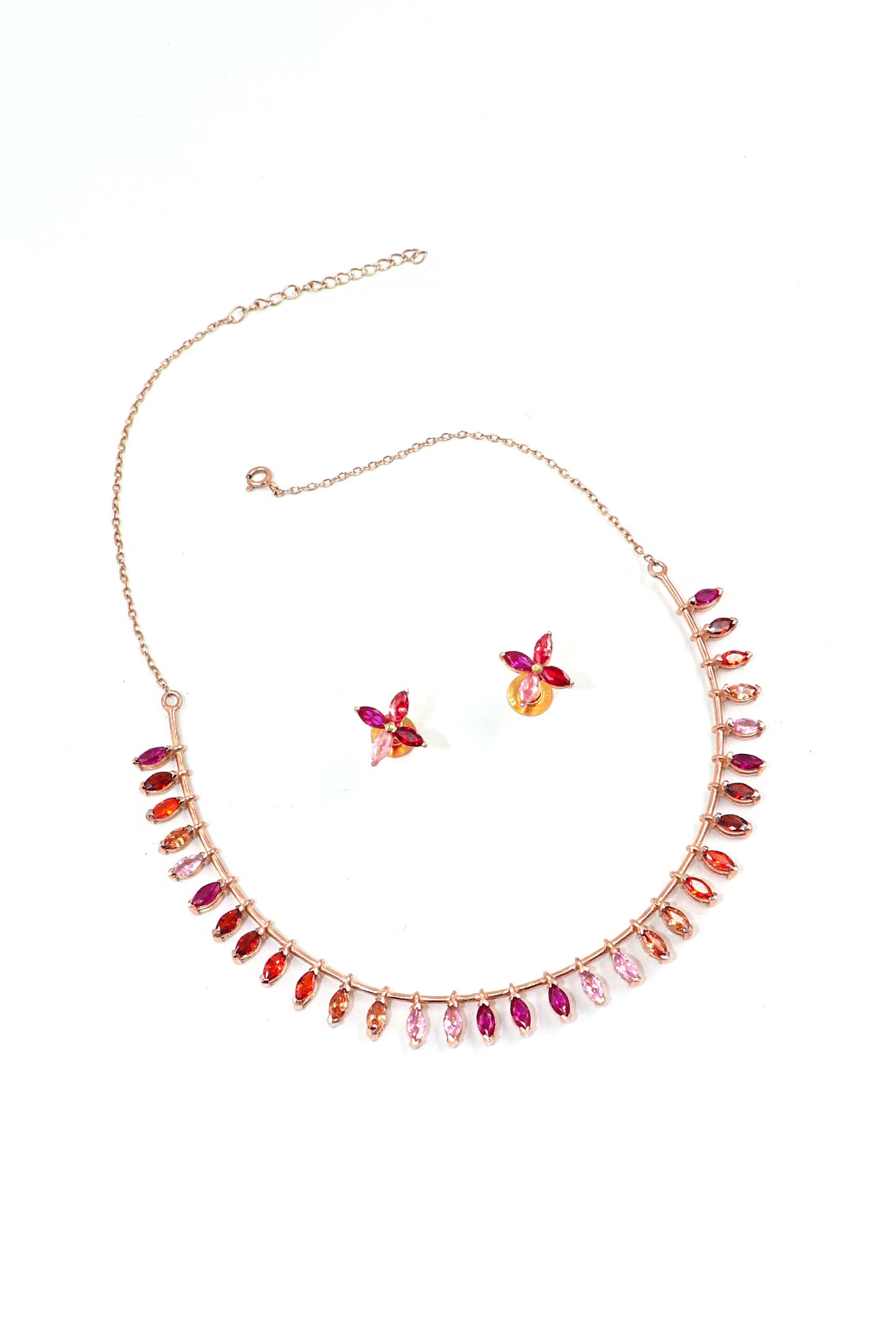 Rose Gold Multi gemstone Necklace Jewelry for Her