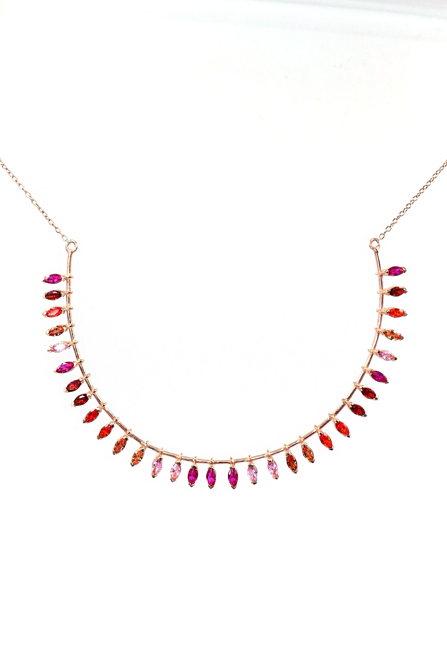 Rose Gold Multi gemstone Necklace Jewelry for Her