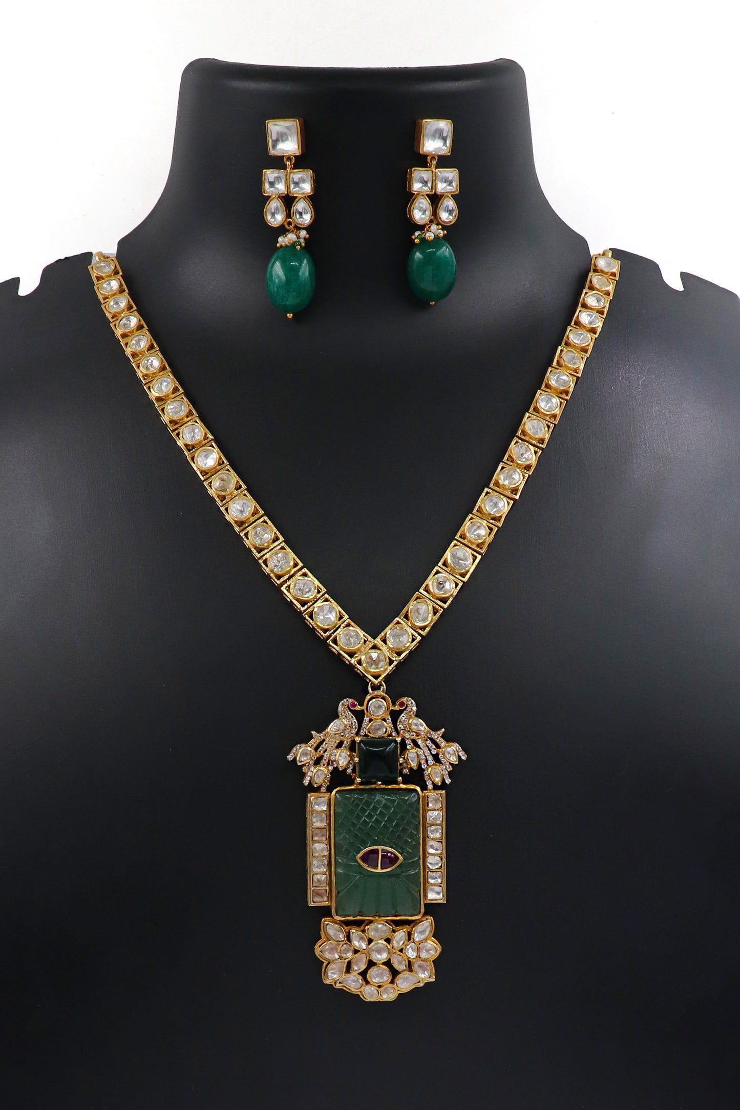 Traditional Necklace Set Gold Plated Semi Precious gemstone Necklace Jewelry