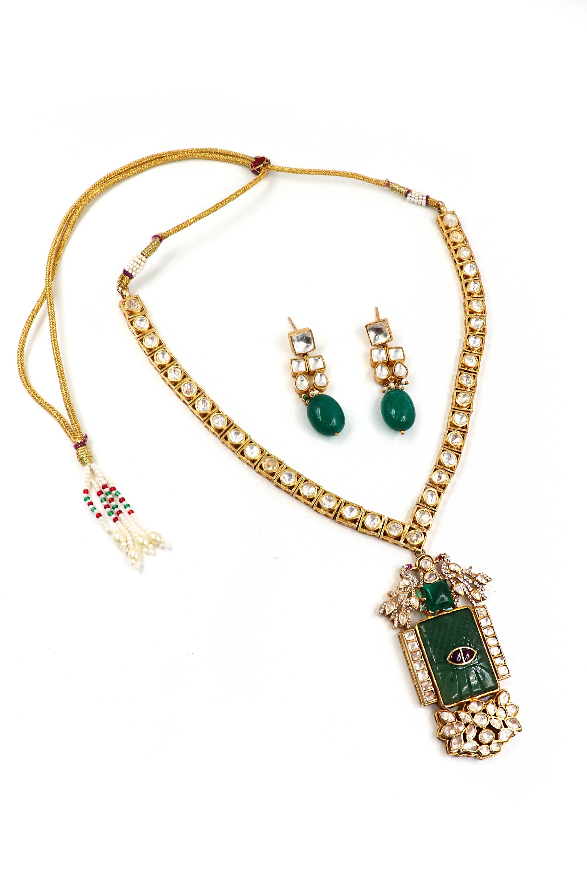 Traditional Necklace Set Gold Plated Semi Precious gemstone Necklace Jewelry