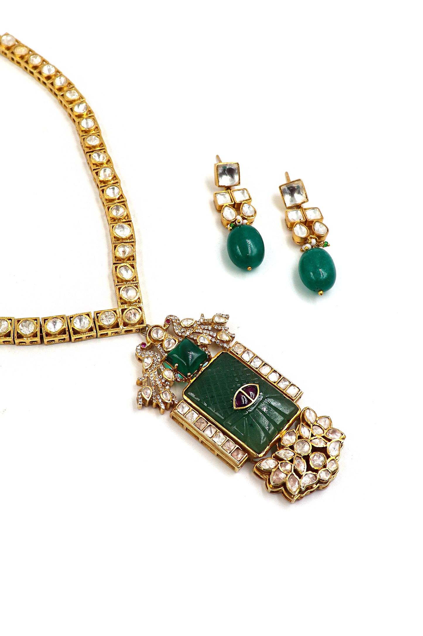 Traditional Necklace Set Gold Plated Semi Precious gemstone Necklace Jewelry