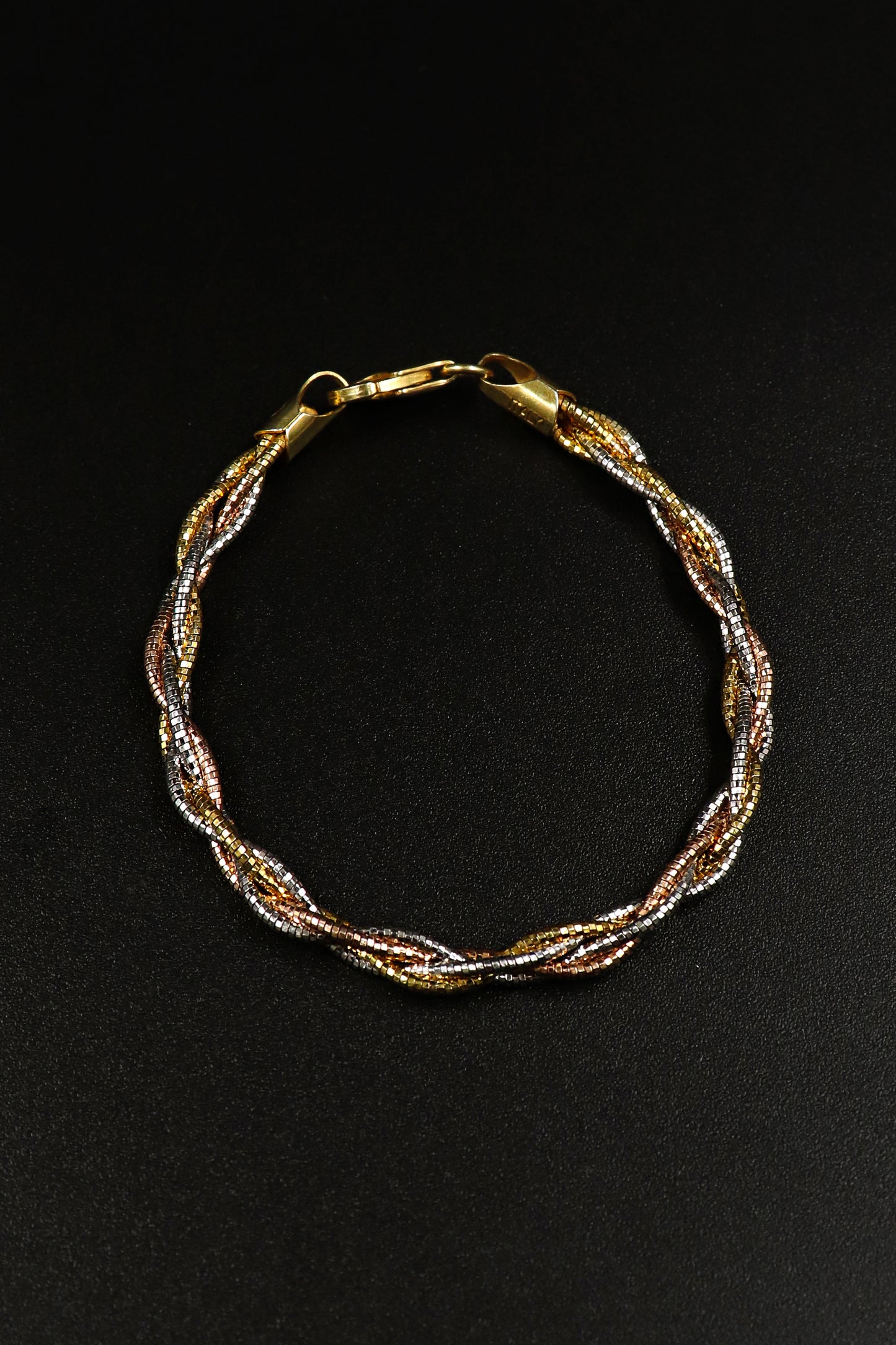 Gold-Plated Italian Twisted Chain Bracelet for Wedding and Party Wear