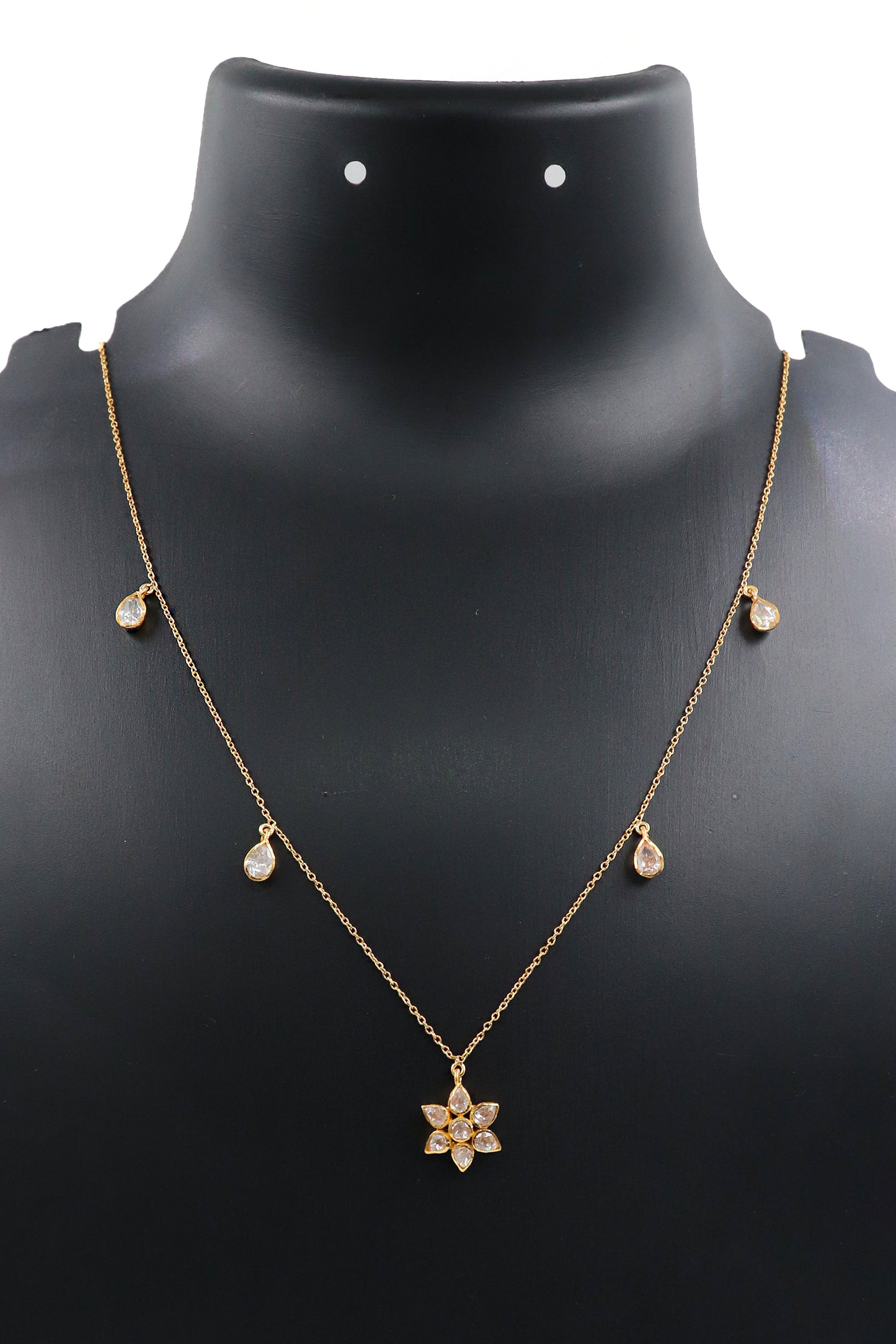 Gold-Plated Moissanite Pendant Necklace for Wedding Functions and Festivals