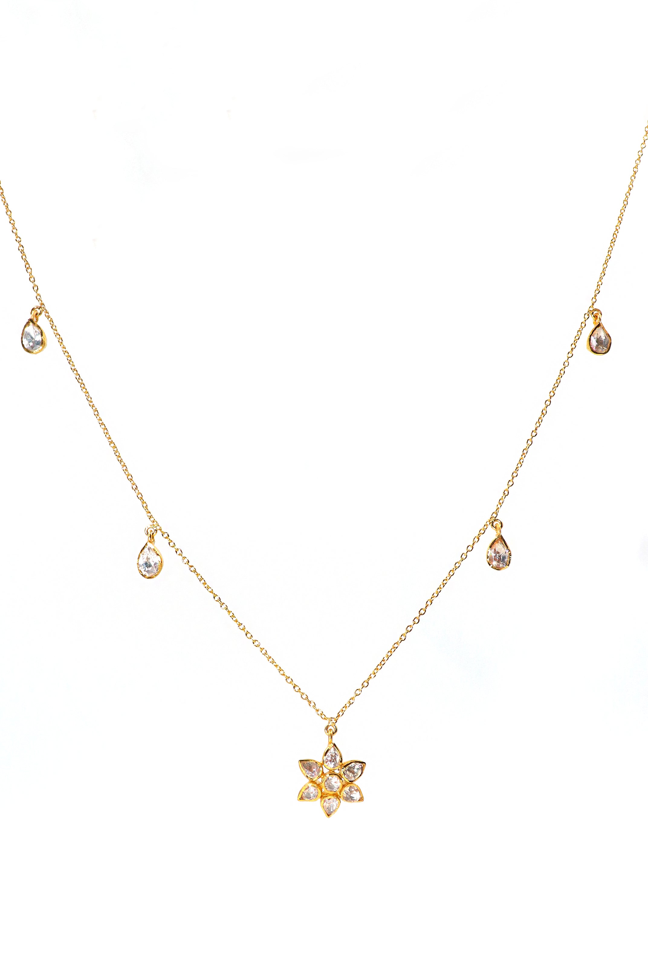 Gold-Plated Moissanite Pendant Necklace for Wedding Functions and Festivals