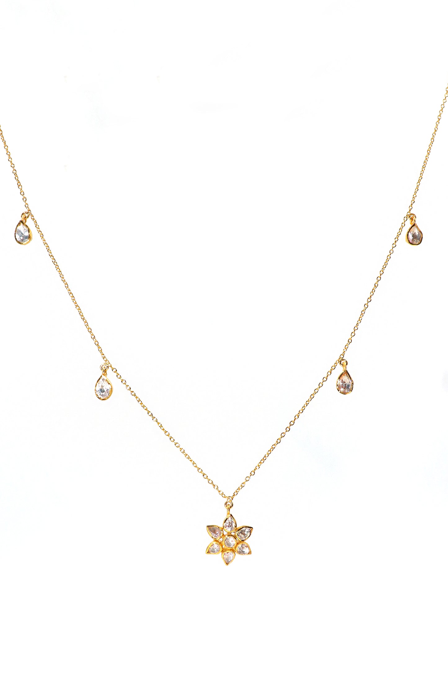 Gold-Plated Moissanite Pendant Necklace for Wedding Functions and Festivals