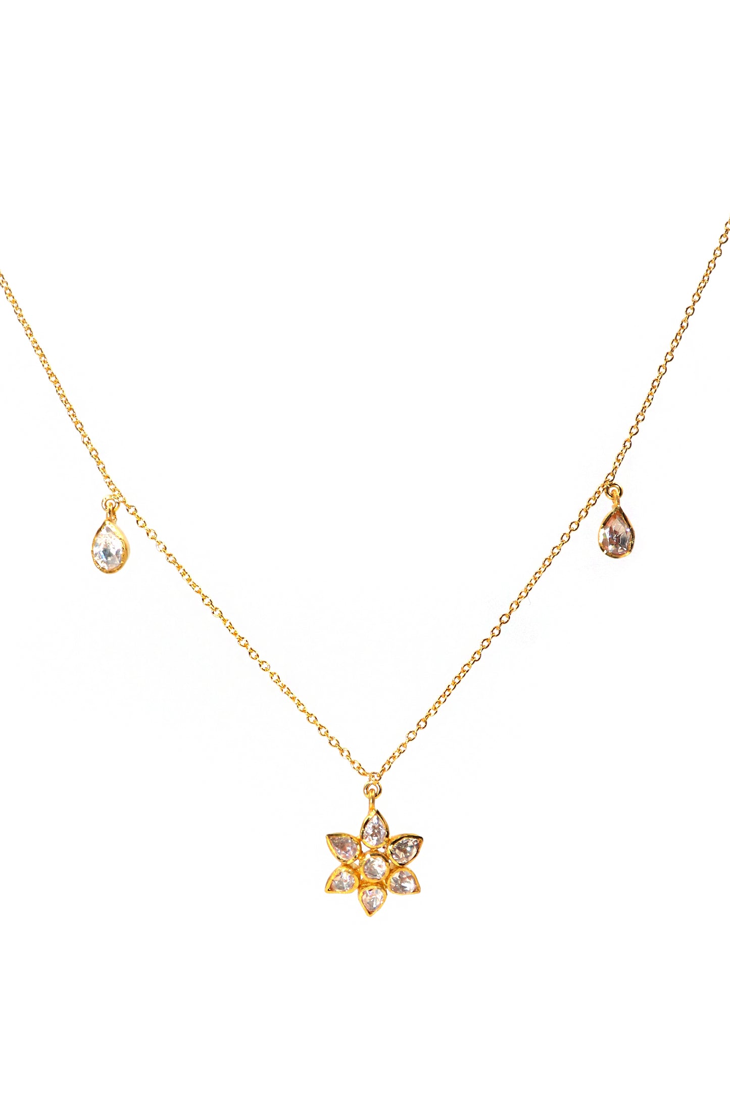 Gold-Plated Moissanite Pendant Necklace for Wedding Functions and Festivals