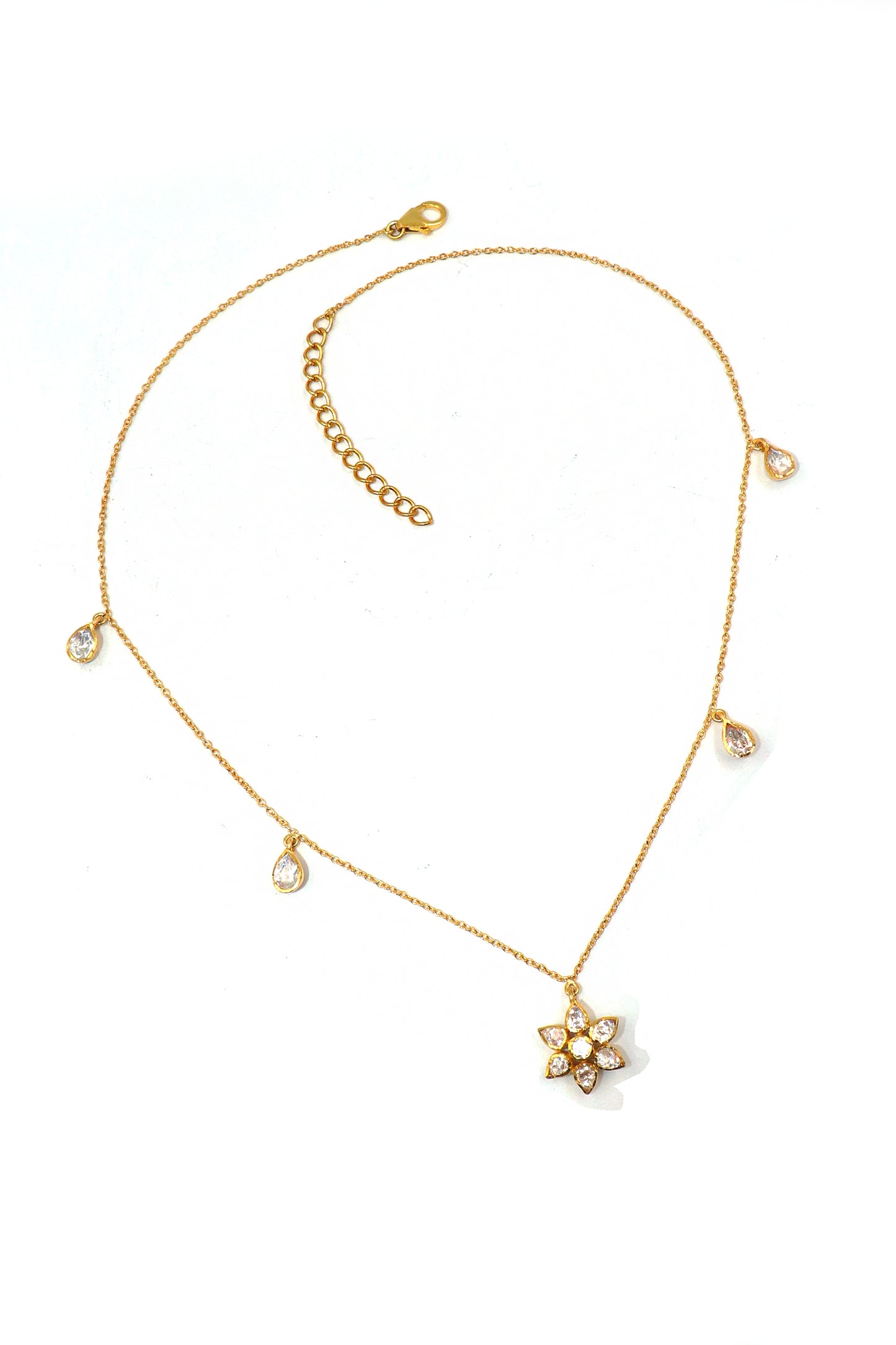 Gold-Plated Moissanite Pendant Necklace for Wedding Functions and Festivals