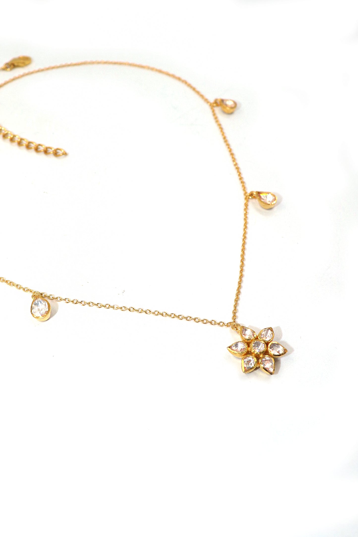 Gold-Plated Moissanite Pendant Necklace for Wedding Functions and Festivals