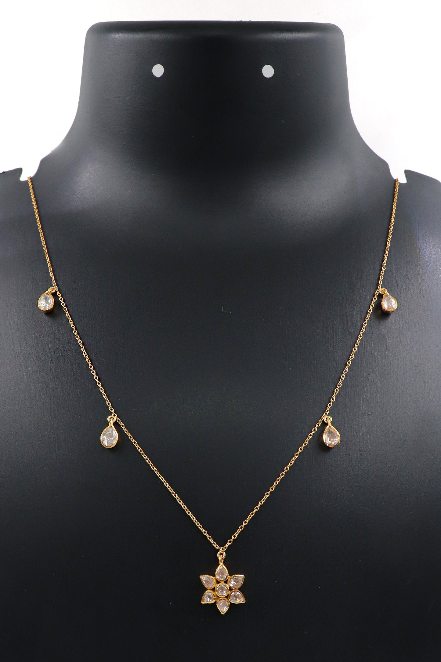 Designer Moissanite Pendant Necklace in Gold-Plated Finish for Festive Occasions"