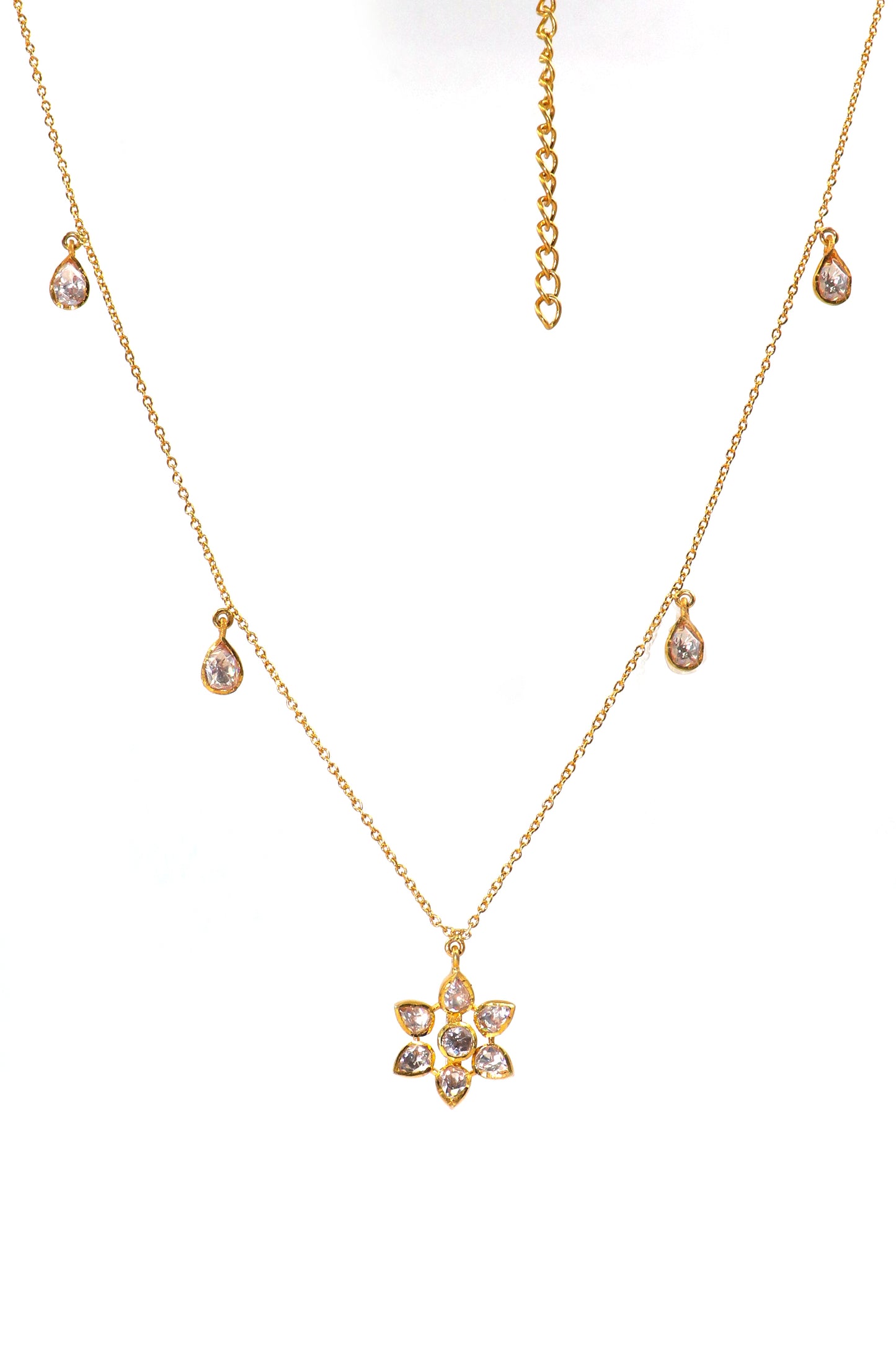 Designer Moissanite Pendant Necklace in Gold-Plated Finish for Festive Occasions"