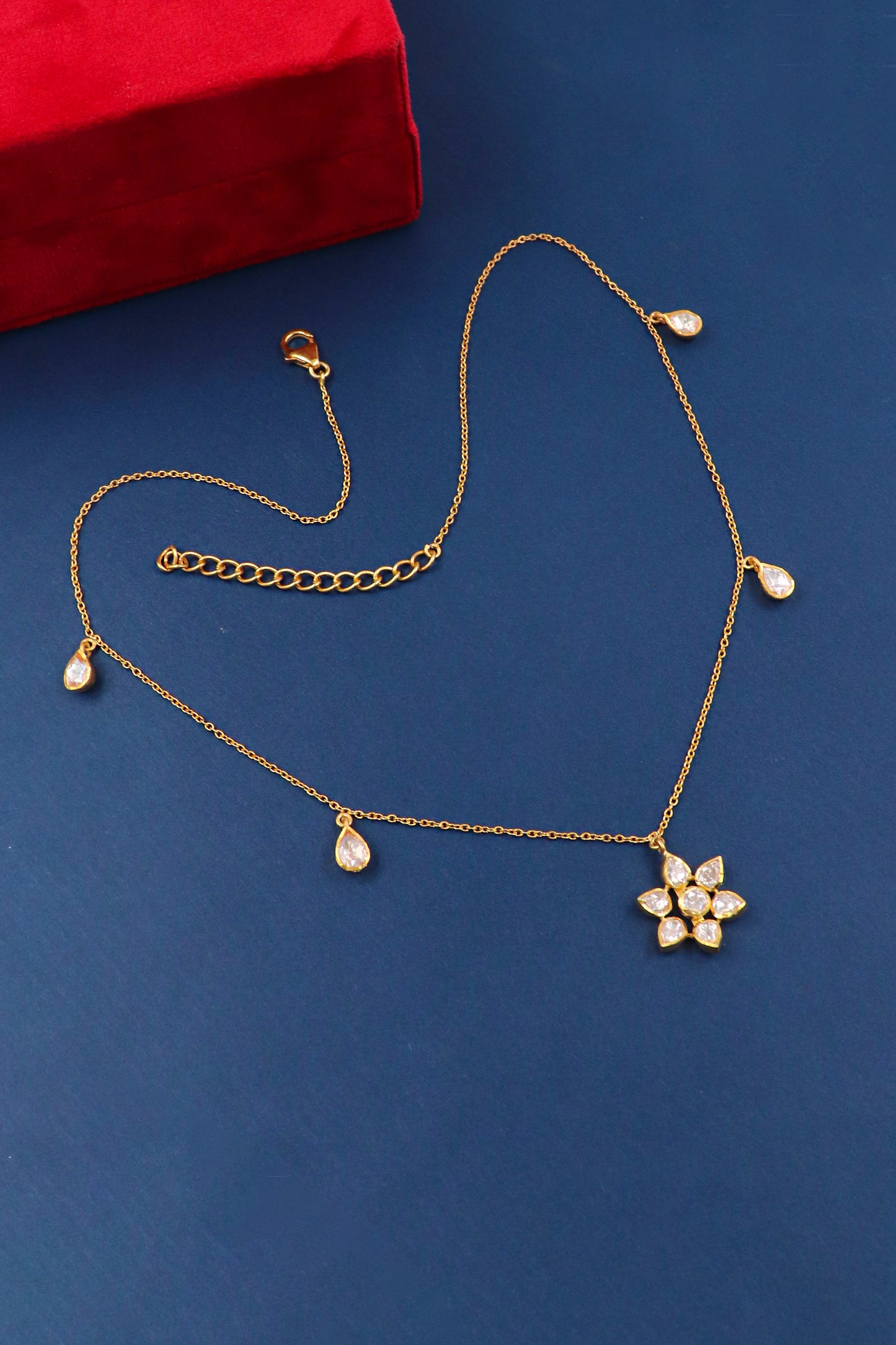 Designer Moissanite Pendant Necklace in Gold-Plated Finish for Festive Occasions"