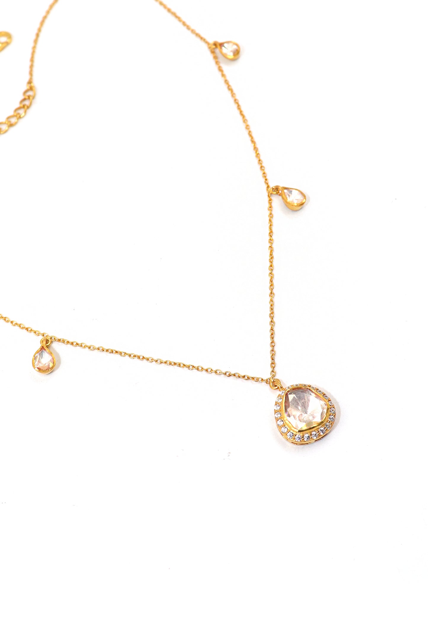 Dazzling Gold-Plated Chain Necklace with Moissanite Pendant