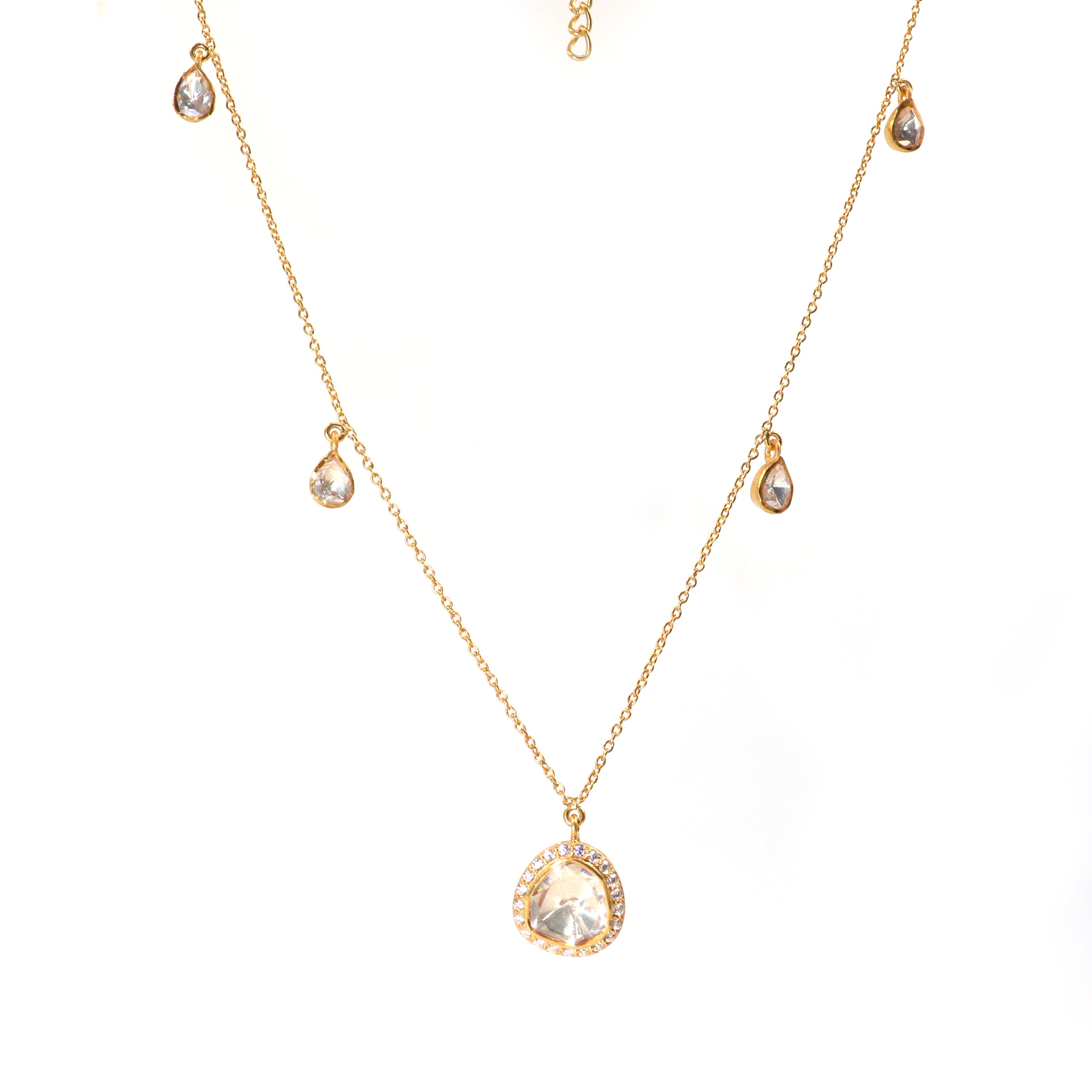 Dazzling Gold-Plated Chain Necklace with Moissanite Pendant