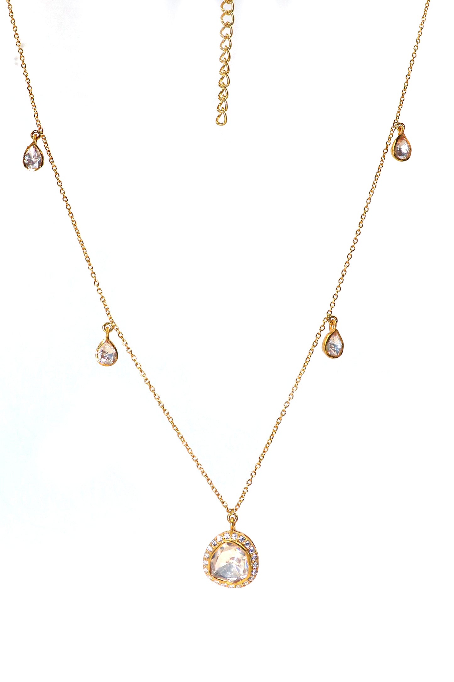 Dazzling Gold-Plated Chain Necklace with Moissanite Pendant